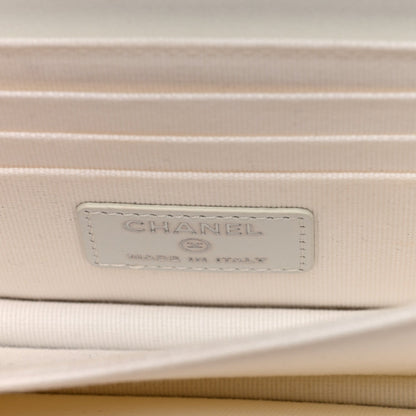 Lambskin Quilted Mini Pearl Wallet On Chain WOC White