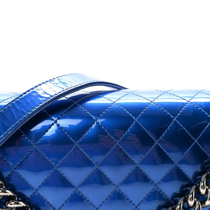 Metallic Patent Quilted New Medium Boy Flap Blue