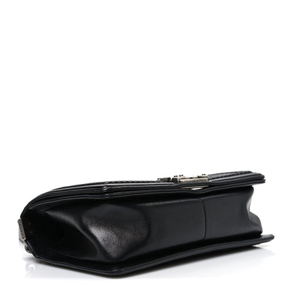 Lambskin Stitched Medium Boy Flap Black