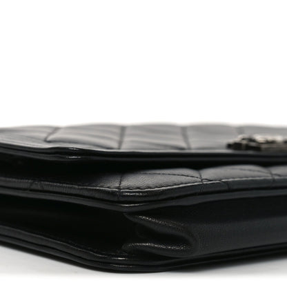 Lambskin Quilted Boy Wallet On Chain WOC Black