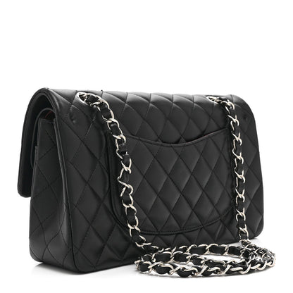 Lambskin Quilted Medium Double Flap Black