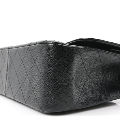 Caviar Quilted Jumbo Double Flap Black