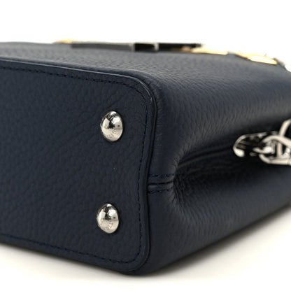 Taurillon Embellished Malletage Crown Mini Capucines Navy