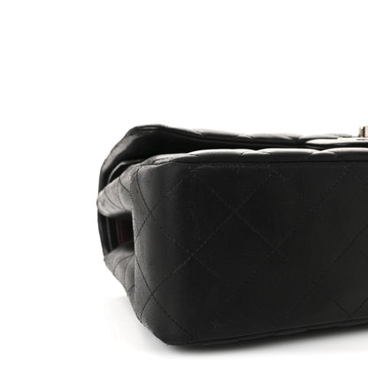 Lambskin Quilted Jumbo Double Flap Black