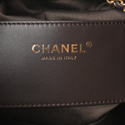 Suede Quilted Mini Chanel 25 Handbag Dark Brown