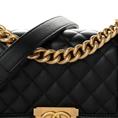 Caviar Quilted Small Boy Flap Black