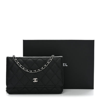 Caviar Quilted Wallet on Chain WOC Black