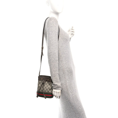 GG Supreme Monogram Web Mini Ophidia Bucket Bag Brown