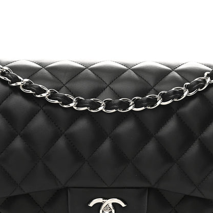 Lambskin Quilted Jumbo Double Flap Black