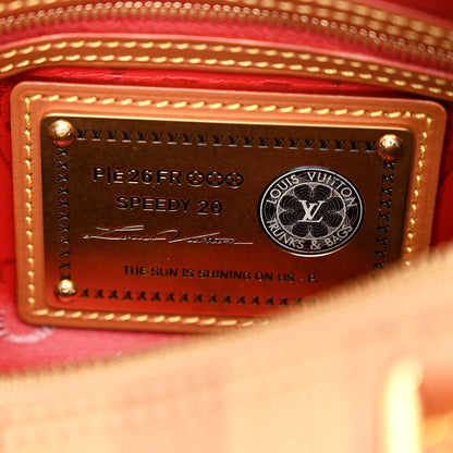 Calfskin Washed Stripes Speedy P9 Bandouliere 20 Camel