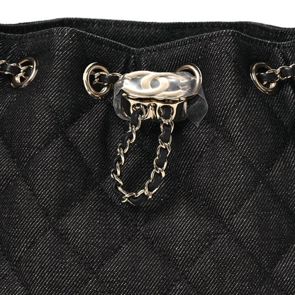 Denim Quilted Mini Chanel 25 Handbag Dark Blue