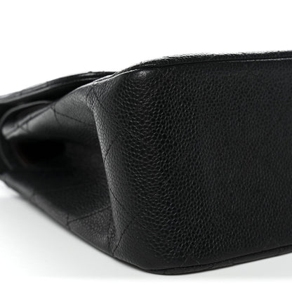 Caviar Quilted Jumbo Double Flap Black