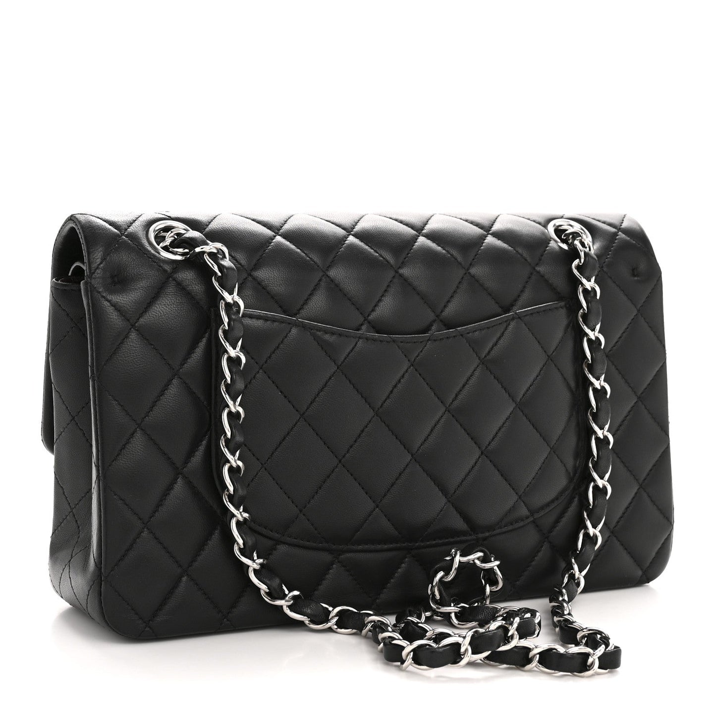Lambskin Quilted Medium Double Flap Black