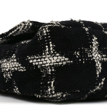 Tweed Quilted Maxi Chanel 19 Flap Black White