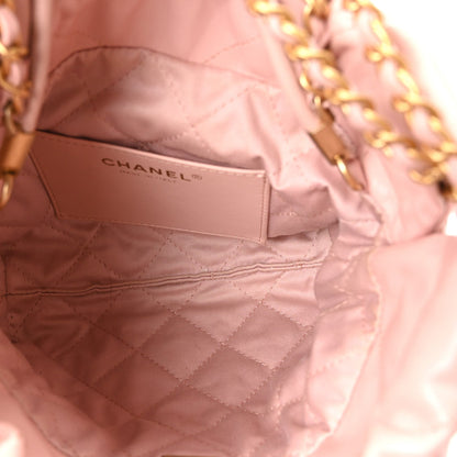 Shiny Calfskin Quilted Mini Chanel 22 Light Pink