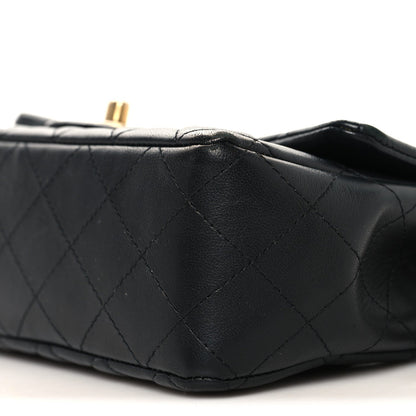 Lambskin Quilted Mini Rectangular Flap Black