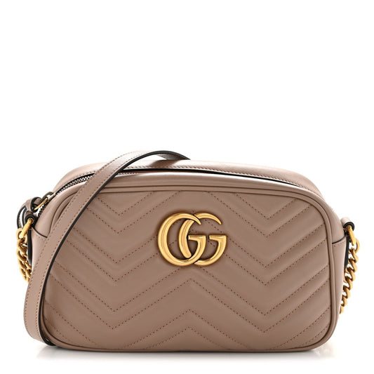 Calfskin Matelasse Small GG Marmont Chain Shoulder Bag Porcelain Rose