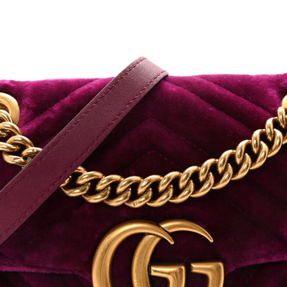 Velvet Matelasse Mini GG Marmont Shoulder Bag Fuchsia Violet Cyclamen