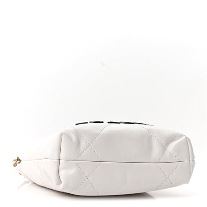 Shiny Calfskin Quilted Mini Chanel 22 White Black