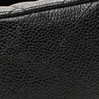 Caviar Quilted Medium Double Flap Black