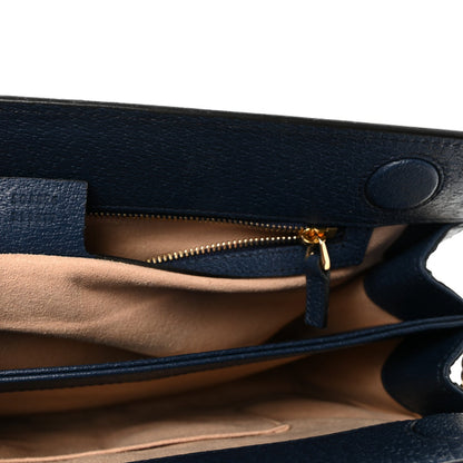 Textured Calfskin Web Medium Ophidia Chain Shoulder Bag Blue Agata