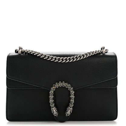 Pebbled Calfskin Small Dionysus Shoulder Bag Black