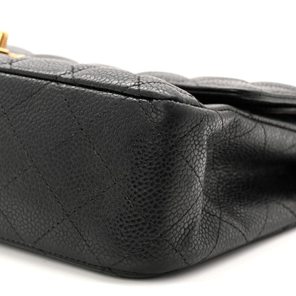 Caviar Quilted Medium Double Flap Black