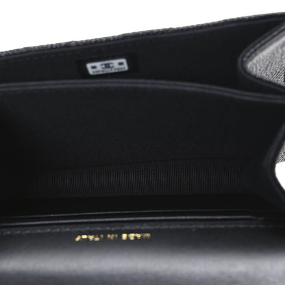 Caviar Quilted Mini Ribbon Wallet On Chain WOC Black