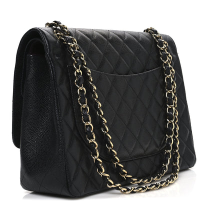 Caviar Quilted Maxi Double Flap Black
