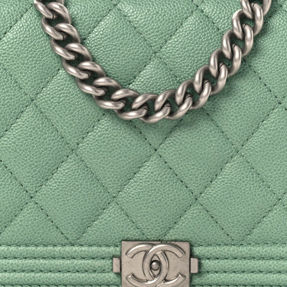 Caviar Quilted Boy Phone Holder Wallet On Chain Green