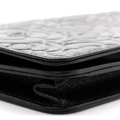 Caviar Camellia Embossed Wallet On Chain WOC Black
