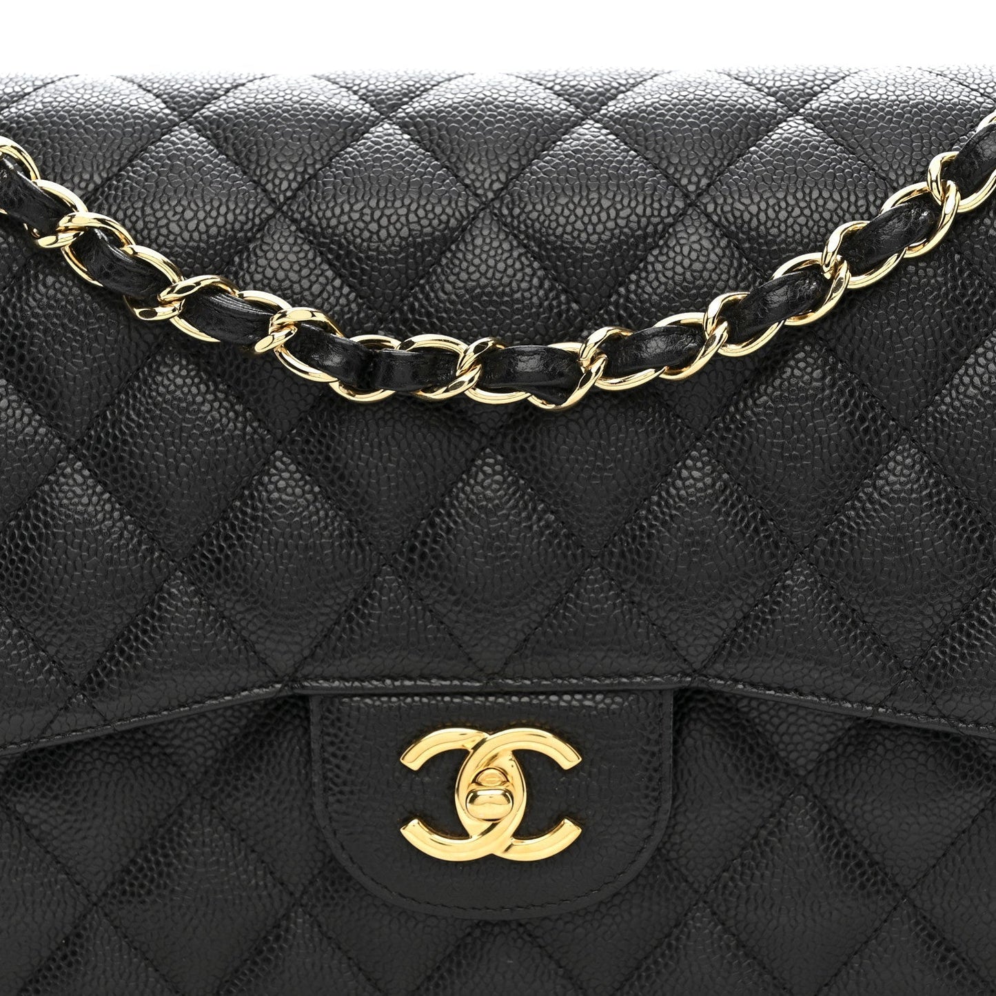 Caviar Quilted Jumbo Double Flap Black
