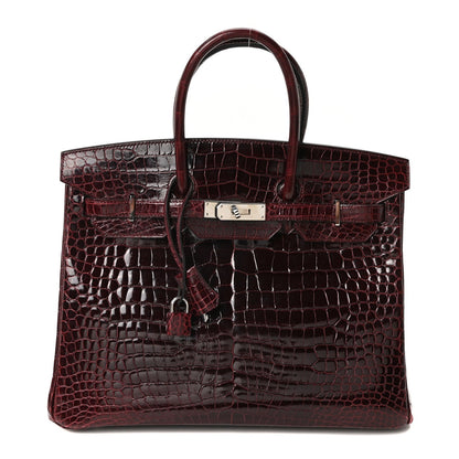 Shiny Porosus Crocodile Birkin 35 Bourgogne
