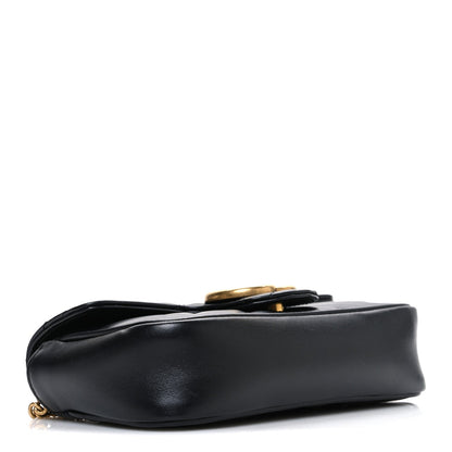 Calfskin Matelasse Super Mini GG Marmont Shoulder Bag Black
