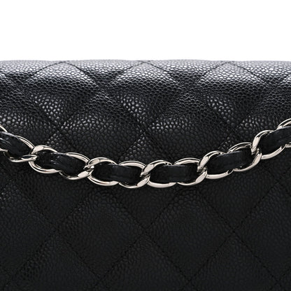 Caviar Quilted Jumbo Double Flap Black