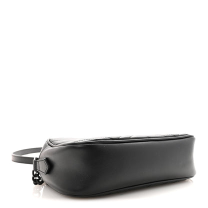 Calfskin Matelasse Monochrome Small GG Marmont Chain Shoulder Bag Black