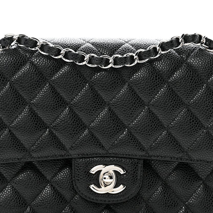 Caviar Quilted Medium Double Flap Black