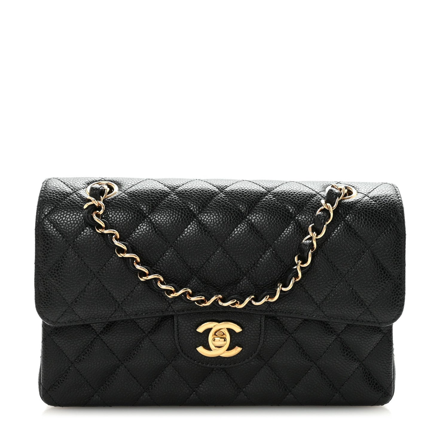 Caviar Quilted Small Double Flap Black