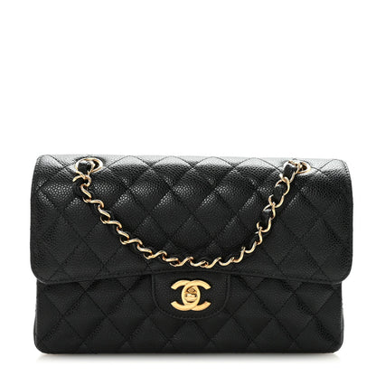 Caviar Quilted Small Double Flap Black