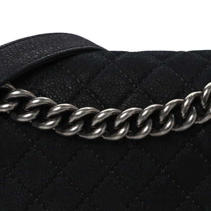 Bullskin Suede Caviar Quilted Medium Boy Flap Black