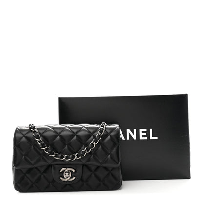 Lambskin Quilted Mini Rectangular Flap Black