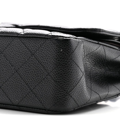 Caviar Quilted Medium Double Flap Black