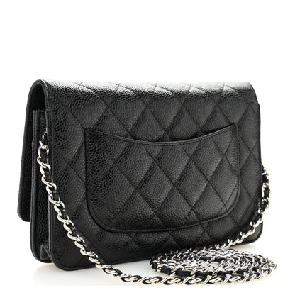 Caviar Quilted Wallet on Chain WOC Black