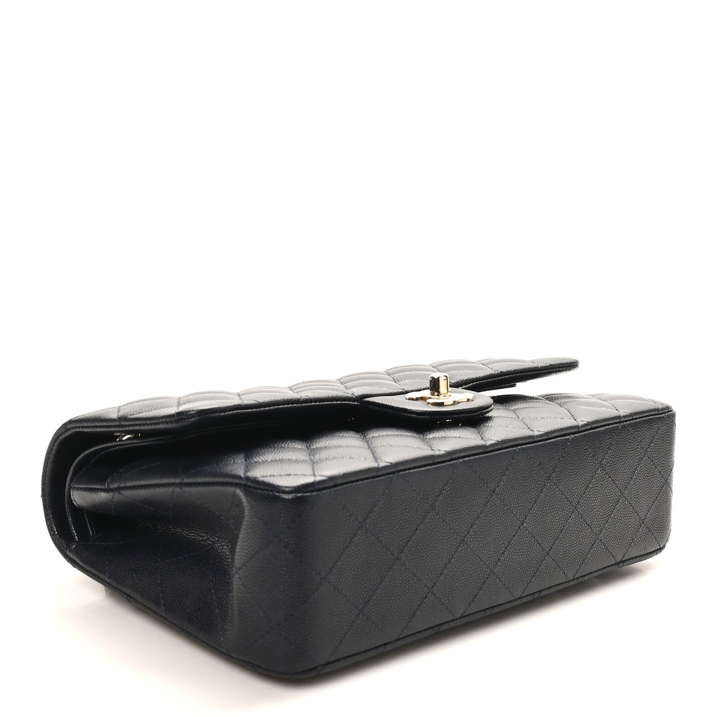 Caviar Quilted Medium Double Flap Navy