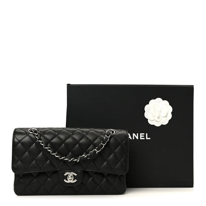 Caviar Quilted Medium Double Flap Black