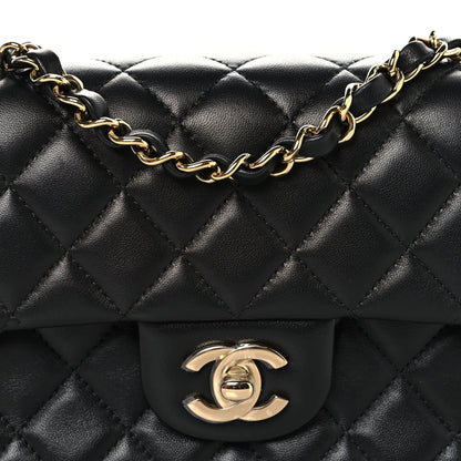 Lambskin Quilted Mini Rectangular Flap Black