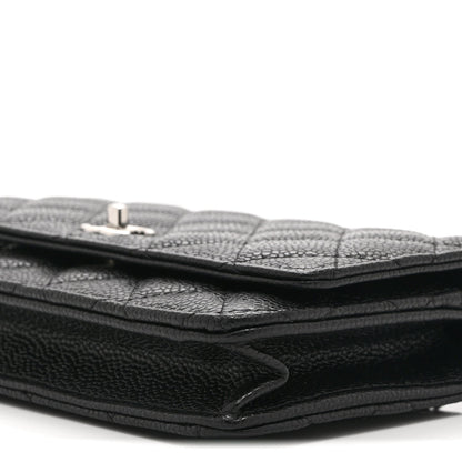 Caviar Quilted CC Turnlock Wallet On Chain WOC Black