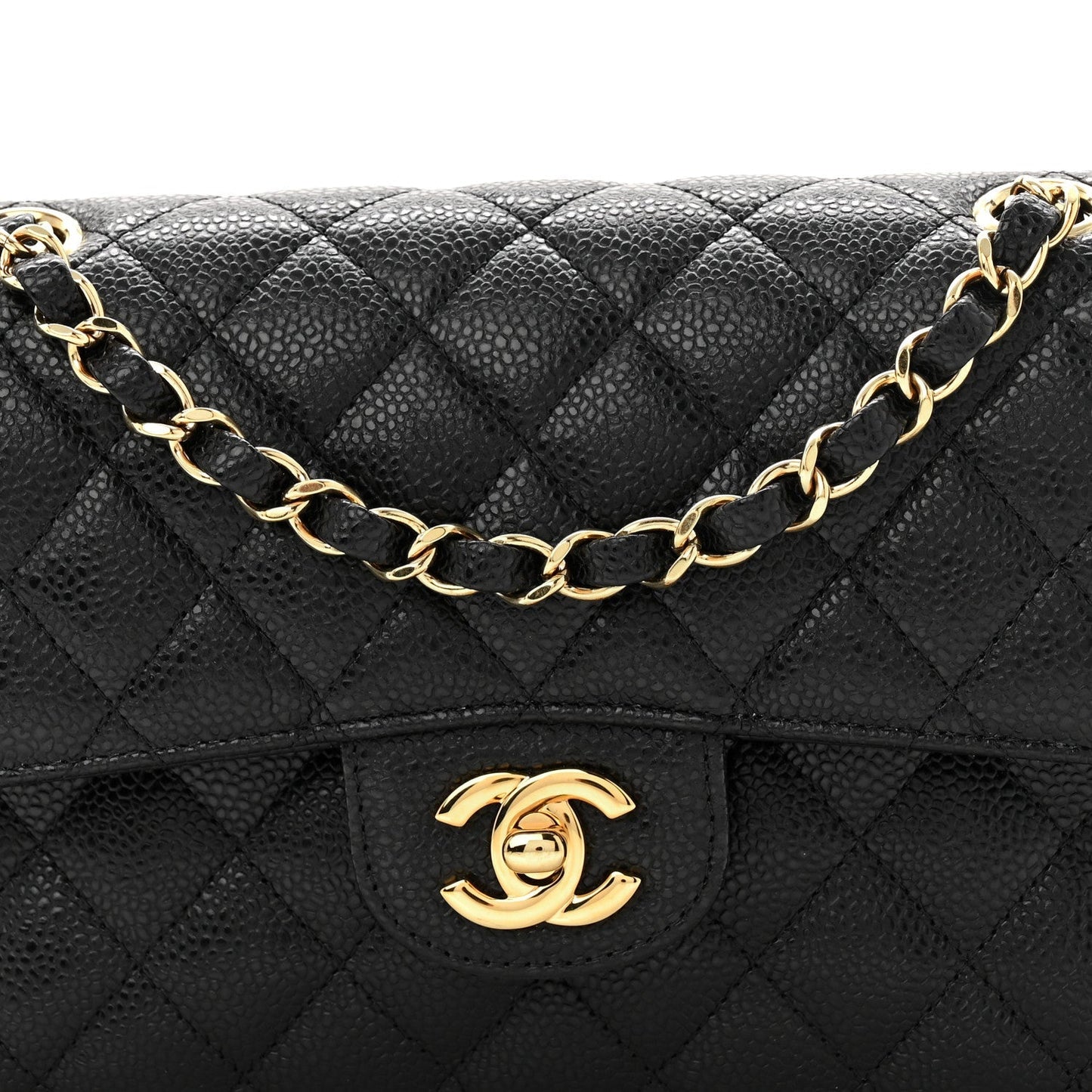 Caviar Quilted Small Double Flap Black