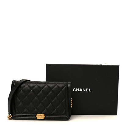 Caviar Quilted Boy Wallet On Chain WOC Black