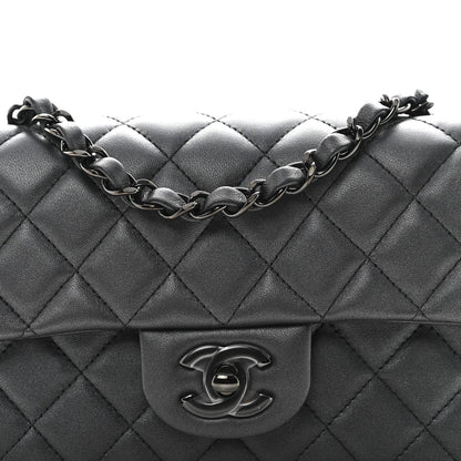 Pearly Lambskin Quilted Mini Rectangular Flap So Black